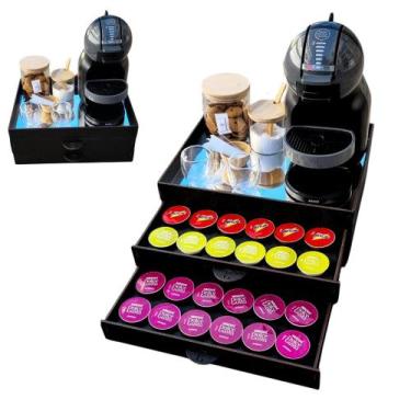 Imagem de Bandeja porta capsula com 2 gavetas cantinho do café espelhada luxo su