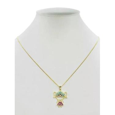 Imagem de Cordão Feminino 1mm Menino Colorido - Banhado a Ouro 18k - ToJoia18k