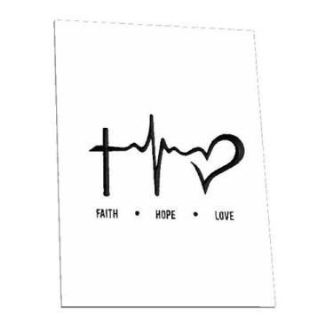 Imagem de Quadro Decorativo Frase Religiao Fe Esperanca Amor 28 x 20 cm MDF 6mm 