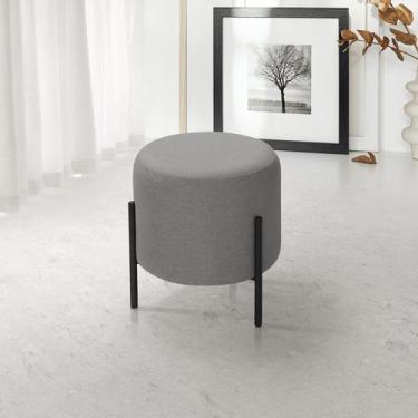 Imagem de Puff Orgânico Redondo Califórnia Pés de Ferro Linho - Konfort King