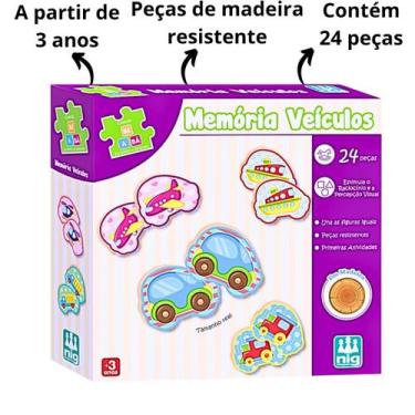 Imagem de Jogo Da Memória Infantil Veículos 24 Peças Nig Brinquedos