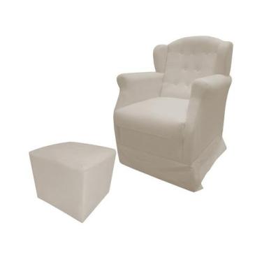 Imagem de Poltrona Cadeira De Amamentação Com Balanço Manu Suede Bege Ms Decor -