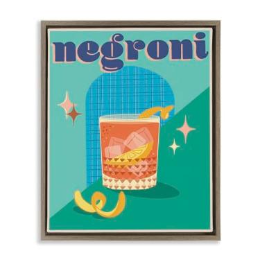Imagem de Stupell Industries Design clássico retrô de arte de parede em tela flutuante Negroni por Jo Reid, moldura flutuante marrom, 43 x 53 cm