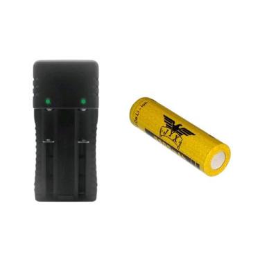 Imagem de Kit 1 Carregador Duplo 2 Slot Mais 1 Bateria 18650, 14500 Bateria 2665