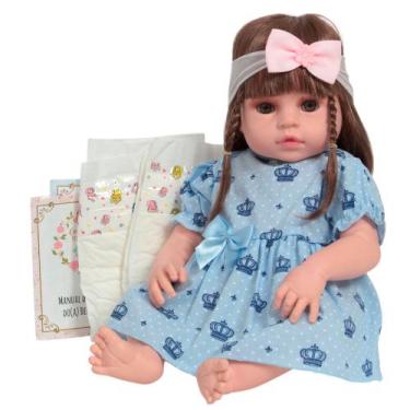Imagem de Bebê Reborn Boneca Realista 46cm Vestido + Acessórios - Cegonha Reborn