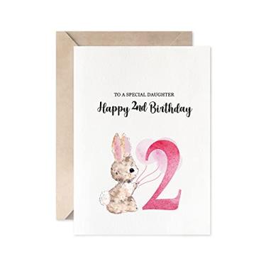 Imagem de MAGJUCHE Coelho feliz 2º aniversário para uma filha especial, rosa fofo bebê menina 2 anos presente cartão de aniversário