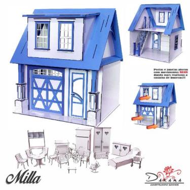 Imagem de Kit Casinha escala Barbie garagem Milla LAZULI com moveis LB - INDÚSTR