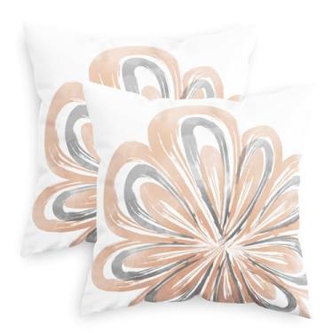 Imagem de CaliTime Pacote de 2 capas de almofada aconchegantes de lã em dois tons abstrata florescendo flores decorativas para sofá-cama, sofá, decoração de casa de fazenda, 45,7 x 45,7 cm, rosa empoeirado