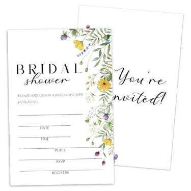 Imagem de Convites de chá de panela, convites de flores silvestres para novos casais Sr. e Sra. Convites de chá de casamento com 25 preenchidos com envelopes, decorações de lembrancinhas de festa de casamento e