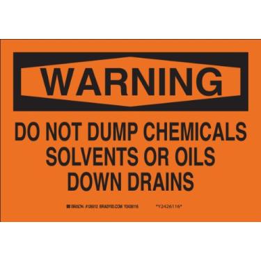 Imagem de Brady 40936 Aluminum, 25.4 cm x 35.6 cm Legenda da placa de aviso, Do Not Dump Chemicals Solventes Ou Óleos Drenos"