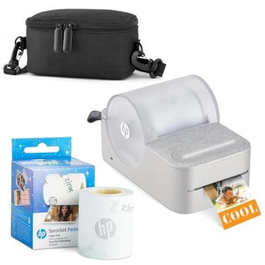 Imagem de HP Sprocket Panorama Instant Portable Color Label & Photo Printer (cinza) Pacote inicial com estojo Zink Roll