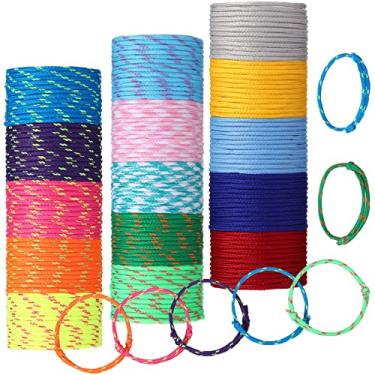 Imagem de Hillban 300 peças pulseiras de néon da amizade a granel para crianças pulseiras de geleia dos anos 80 lembrancinhas de festa presentes pulseiras paracord ajustáveis corda de tecido neon natal bolsa de