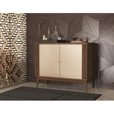 Imagem de Buffet Balcão AG Modelo Ripado Retrô 2 Portas Cor Nogueira / Off White
