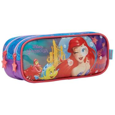 Imagem de Estojo Duplo Ariel Sereia Disney Princesas Escolar Meninas - Princesa 