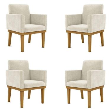 Imagem de Kit 4 Cadeiras Reforçada Escritório Poltrona bege