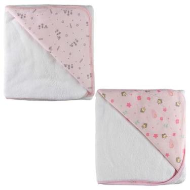 Imagem de Kit 2 Mantas Soft Dupla Face para Bebê Bublim, Rosa