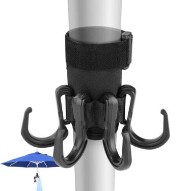 Imagem de Xxerciz Gancho de pendurar para guarda-chuva de praia, suporte de poste de guarda-chuva de quintal com 4 ganchos de plástico para toalhas, óculos de sol, chapéus, roupas e bolsas para acampamento na