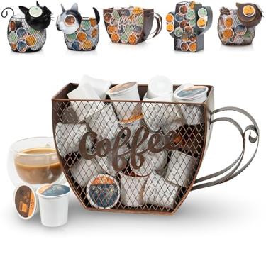 Imagem de Made Easy Kit Organizador De Cesta Para Cápsulas Café Easy, Decoração Prática - Compatível Com E Keurig K-Cup, Casa, Café, Bar, Bancada Cozinha, Independente (Caneca Vintage Montável)