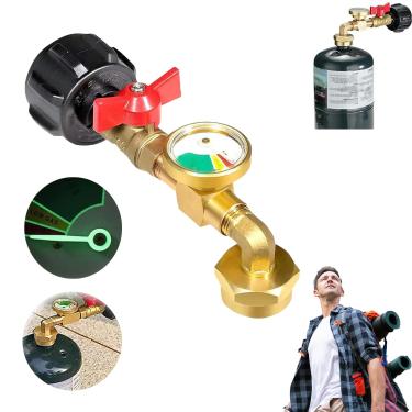 Imagem de RandJ Adaptador De Recarga Propano Para Tanques 1 Lb, Cotovelo Com Medidor Tanque, Cilindro Recarregável Churrasqueira A Gás 90 Graus Trailer