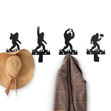 Imagem de Xedatric Ganchos de silhueta de pé grande – Conjunto de 4 designs exclusivos, presentes e decoração perfeitos para o pé grande, ganchos impermeáveis duráveis para sala de estar e pátio