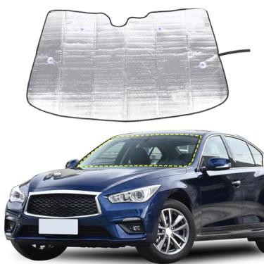 Imagem de Para-brisa dianteiro compatível com Infiniti Q50 2013-2022, protetor de viseira de sol dobrável bloqueia raios UV, mantenha o refrigerador do seu carro 1 peça (estilo A)