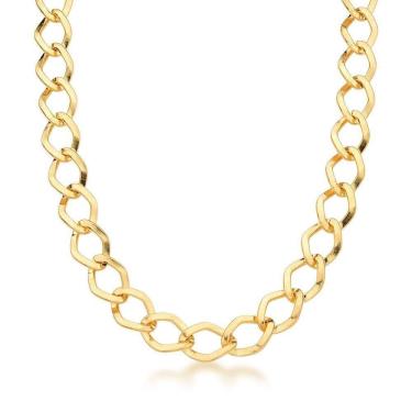 Imagem de Colar Elos Chatos 9,4mm Banhada A Ouro 18k