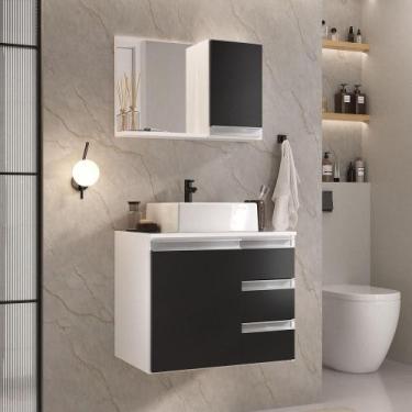 Imagem de Conjunto Gabinete Banheiro Prisma 60cm Gabinete + Cuba + Espelheira Co