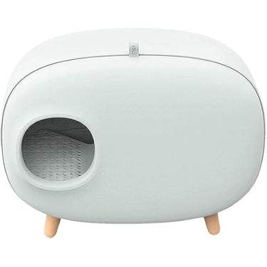 Imagem de Caixa De Areia Automática Autolimpante Para Gatos, Vaso Sanitário Super Grande Semi-fechado Para Gatos, Desodorante à Prova De Respingos, White, L