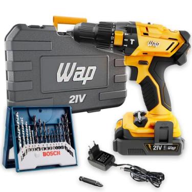 Imagem de Parafusadeira E Furadeira K21 Wap 21v A Bateria + Kit X-line