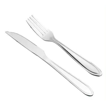 Imagem de Jogo Garfo Faca Mesa Inox 24 Peças Buffet Restaurante Bar