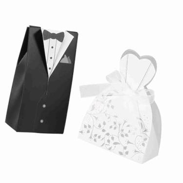 Imagem de lyrlody Caixa de Doces de Casamento Romântica Elegante Kraft Paper Candy Box para Festa de Casamento Com Manipulação e Ecologicamente Correto (Tutcoat)