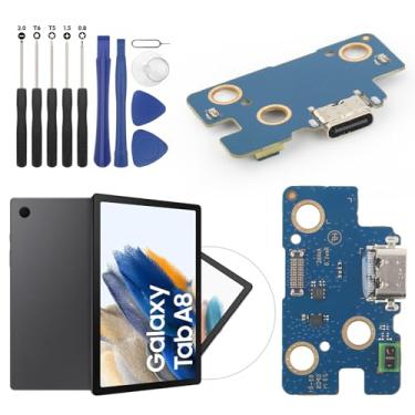 Imagem de Conector Dock para Samsung Galaxy Tab A8 Porta de carregamento Cabo flexível de substituição para Samsung Galaxy Tab A8 10.5 (2021) SM-X200 SM-X205 Conector USB Dock Board com ferramentas (preto)