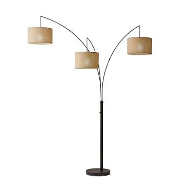 Imagem de Adesso 4238-26 Trinity Arc Abajur de assoalho Bronze antigo, Acabamento de estopa bege. Lâmpadas e luminárias para decoração de casa, 208,3 cm, 3 braços