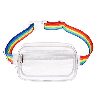 Imagem de FRENOU Pochete transparente para corrida para mulheres e homens, bolsa de cinto transversal, Creme transparente, Pacote com 1 bolsa transparente