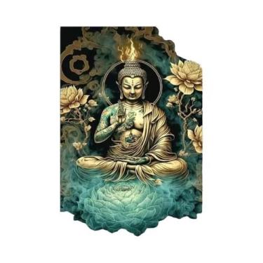 Imagem de Buda Com Flores Pintura Em Tela Arte Da Parede Budismo Escultura Carta