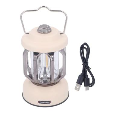 Imagem de Munefe Retro Camping Lantern, liderou a lanterna vintage, luz da lanterna portátil, adequada para tendas, lareiras, etc. (Bege)