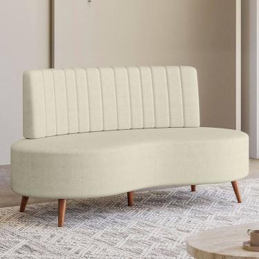 Imagem de Sofá Living 2 Lugares com Pés em Madeira Maciça 160cm Roseau Espresso Móveis Off White