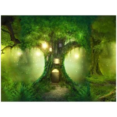 Imagem de Painel de Festa Lona Floresta Árvore das Fadas e Lanternas - Fabrika D