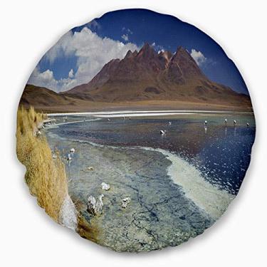 Imagem de Designart Desert Lake Laguna Canapa no dia ensolarado moderno litoral sala de estar, sofá, almofada de alta qualidade + capa de almofada impressa em ambos os lados 40 cm