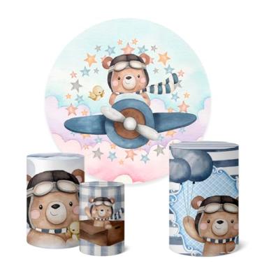 Imagem de Trio Capas Cilindro + Painel Redondo 1,50m Ursinho Aviador (K1USA0003)