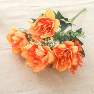 Imagem de Buquê de flores artificiais de orquídea, seda branca, casamento, decoração para casa, quarto, casa, presente, jardim, flores falsas, arranjo faça você mesmo (laranja, amarelo)