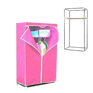 Imagem de Guarda Roupa Cabideiro Portátil Arara Rosa