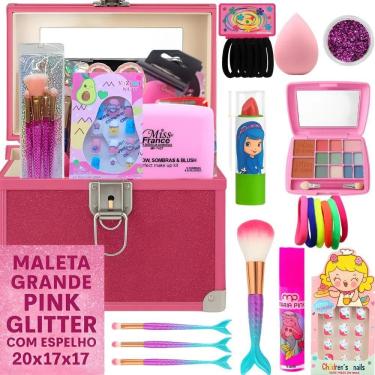 Imagem de Kit Maquiagem Infantil Princesa Maleta Rosa Pink Glitter