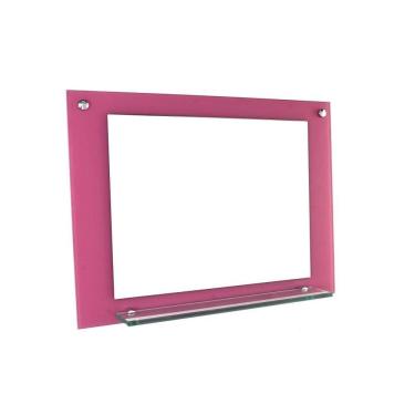 Imagem de Espelho Para Banheiro Com Prateleira 50Cm Rosa