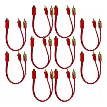 Imagem de 10 Cabos Rca 2 Machos Para Som Automotivo Injetado Vermelho