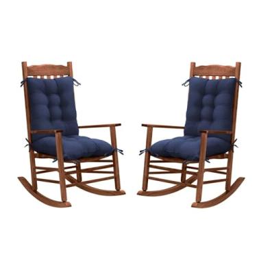 Imagem de TESICA Pacote com 2 almofadas de cadeira de balanço para pátio, conjunto de almofadas de substituição para cadeiras grossas para pátio, varanda, jardim, azul marinho