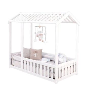 Imagem de Cama Casinha com Teto Montessoriano com Grade Bruna Maray - Atacadão M