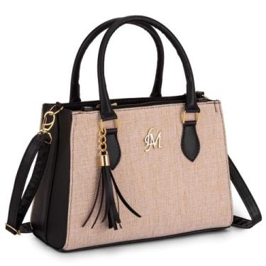 Imagem de Bolsa Feminina Baú Transversal - Botarello, Preto, Palha, Rosa, Palha,