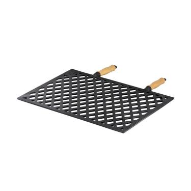 Imagem de Grelha Vazada Em Ferro Fundido Com Cabo Madeira 33x50 Cm