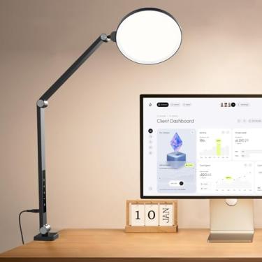 Imagem de BOHON Anel De Luz Para Iluminação De Videoconferência, Luminária De Mesa Led Com Braçadeira, 15 W, 5 Modos De Cor, 10 Níveis De Brilho, Luz De Mesa Com Braço Oscilante Flexível Para Escritório Em Ca